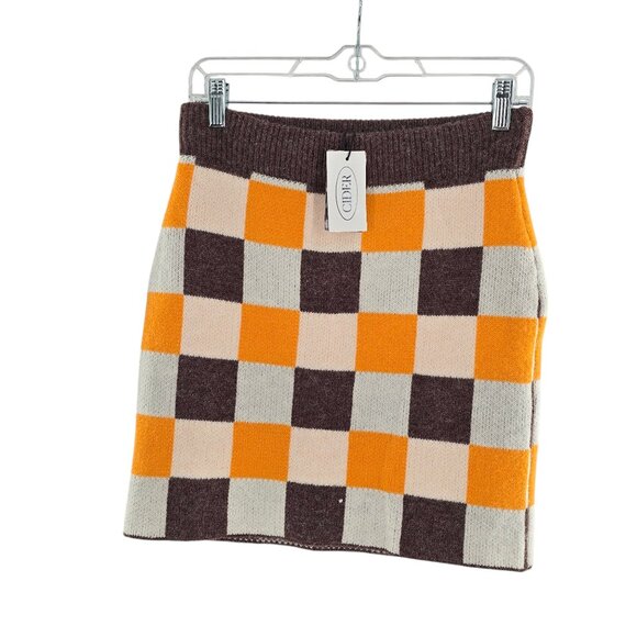 CIDER Colorful Checker‎ Board Knit Skirt Sz Medium NWT - Picture 1 of 7